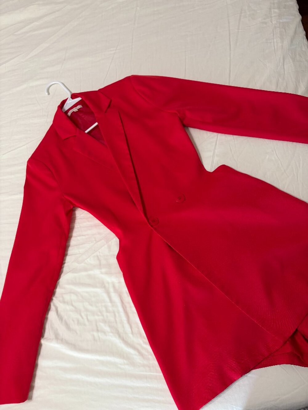 Red Blazer Romper Open Back Long Sleeve